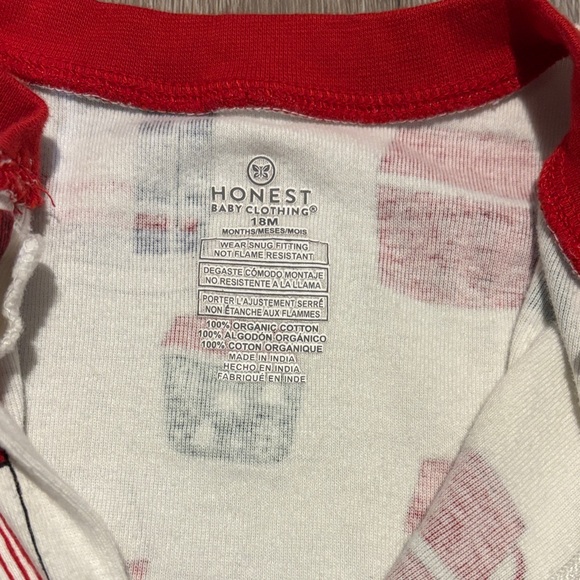 The Honest Company Red and White Kids Footie Pajamas - Picture 2 of 2